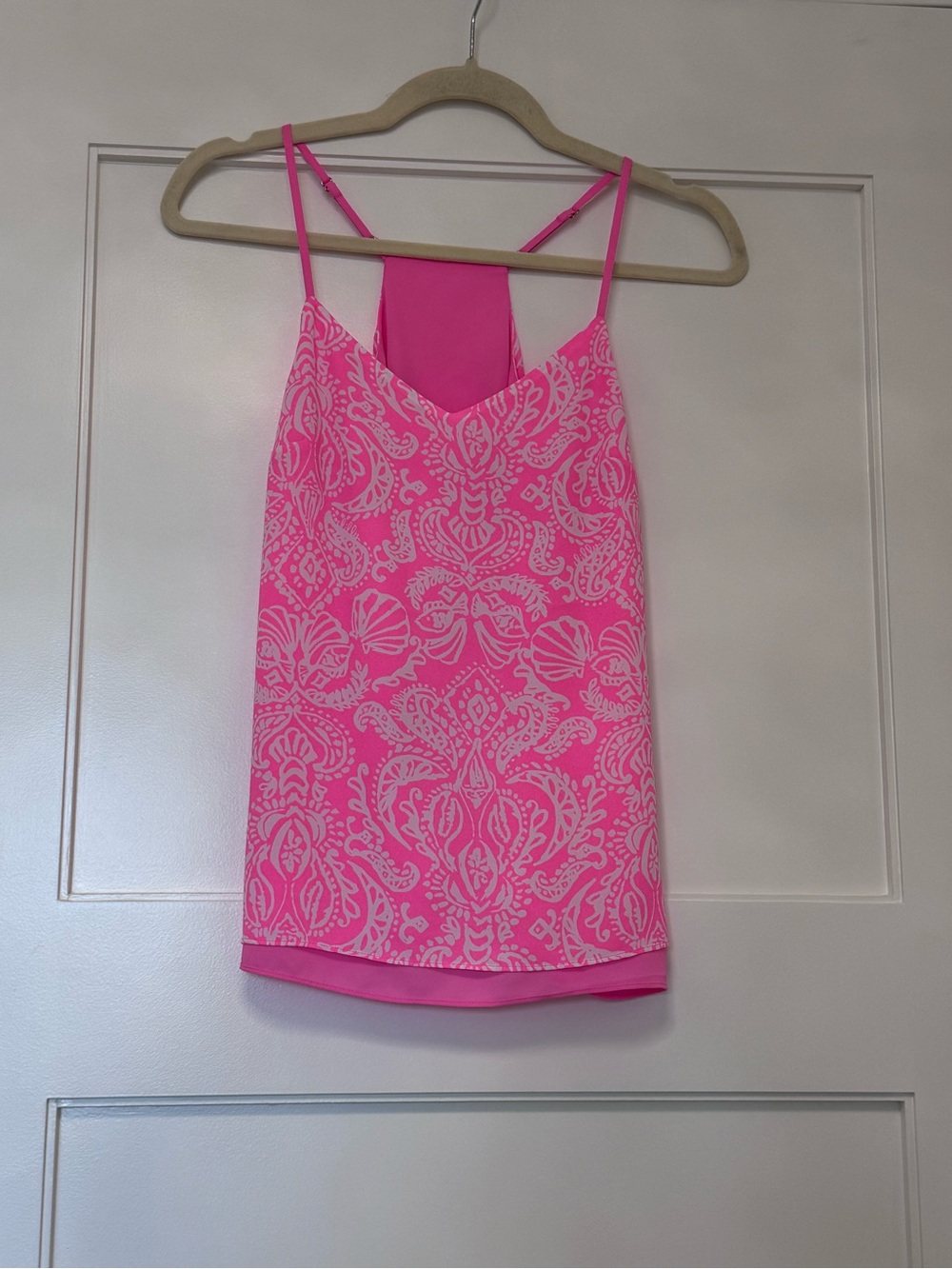 Vibrant Pink Paisley-Print Spaghetti-Strap Cami